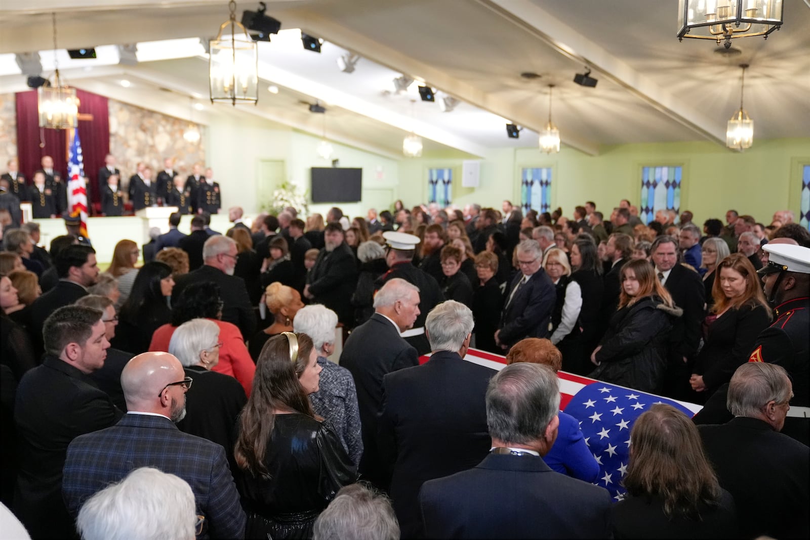 The casket of former President Jimmy Carter enters Maranatha Baptist Church in Plains, Ga., Thursday, Jan. 9, 2025, for a funeral service. Carter died Dec. 29 at the age of 100. (AP Photo/Alex Brandon, Pool)