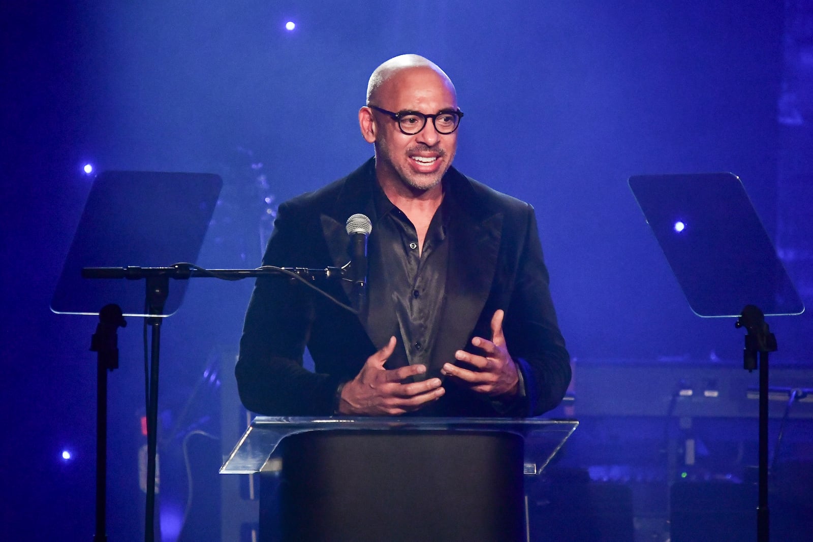 CEO of The Recording Academy Harvey Mason Jr. speaks during the Pre-Grammy Gala on Saturday, Feb. 1, 2025, at the Beverly Hilton Hotel in Beverly Hills, Calif. (Photo by Richard Shotwell/Invision/AP)