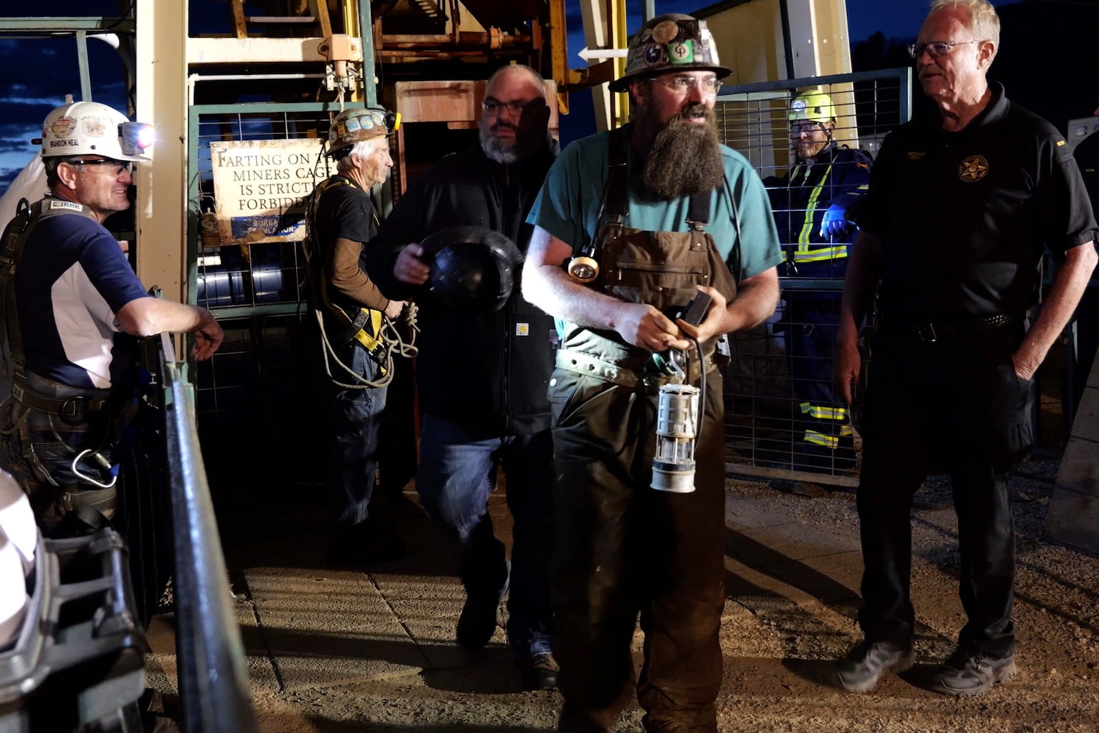 In this image made from video provided byTeller County Sheriff’s Office, emergency responders work at the site of a mining accident in Cripple Creek, Colo, on Thursday, Oct. 10, 2024.