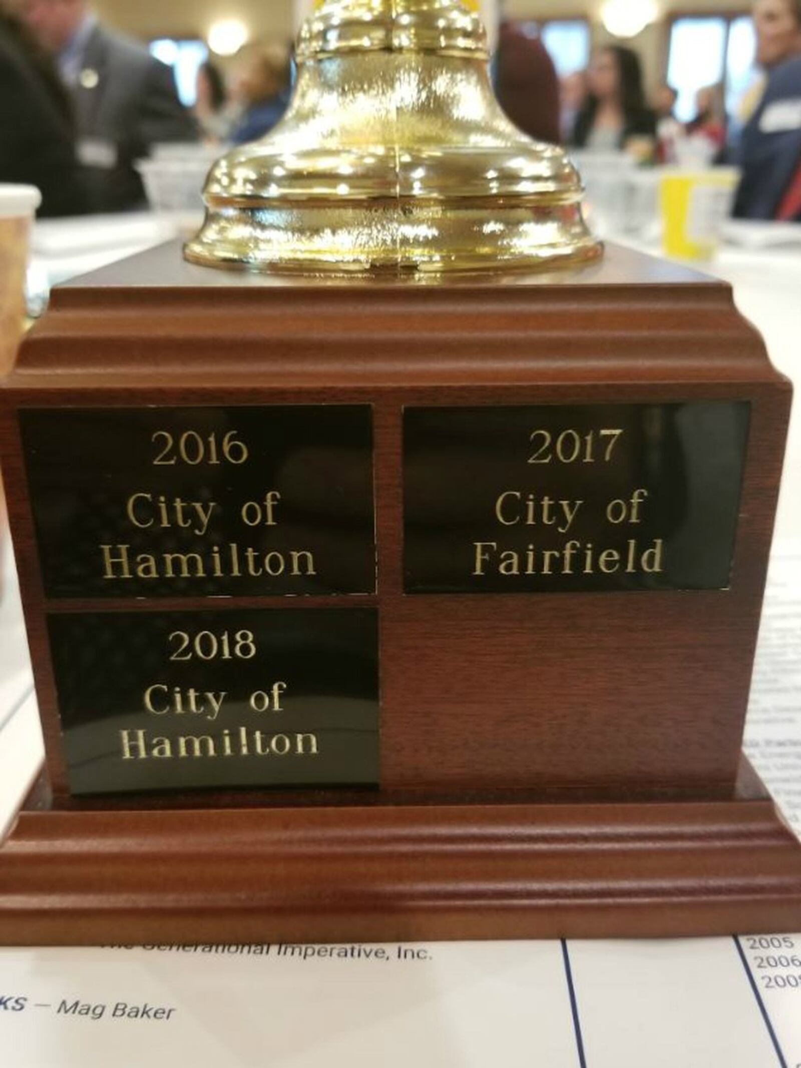 Hamilton City Manager Joshua Smith tweeted out a pair of photos touting his staff won the annual Change War Challenge between Fairfield and Hamilton. JOSHUA SMITH/PROVIDED