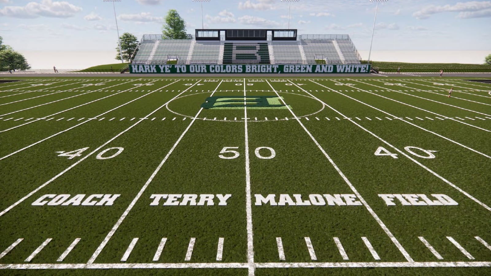 Pictured is an artist's rendering of a proposed athletic complex for Stephen T. Badin High School. The field would be named for the late former football coach Terry Malone, according to artist drawings. The plan will be up for discussion at the April 21 Hamilton Planning Commission meeting. PROVIDED