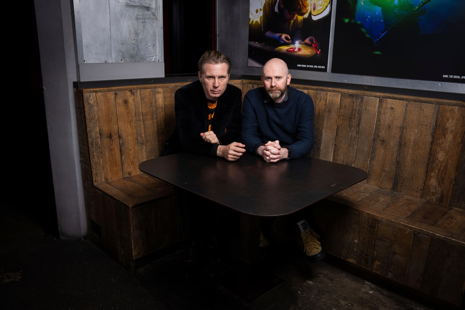 Alex Kapranos, left, and Bob Hardy of Franz Ferdinand pose, Thursday, Nov. 28, 2024, in London. (Photo by Scott A Garfitt/Invision/AP)