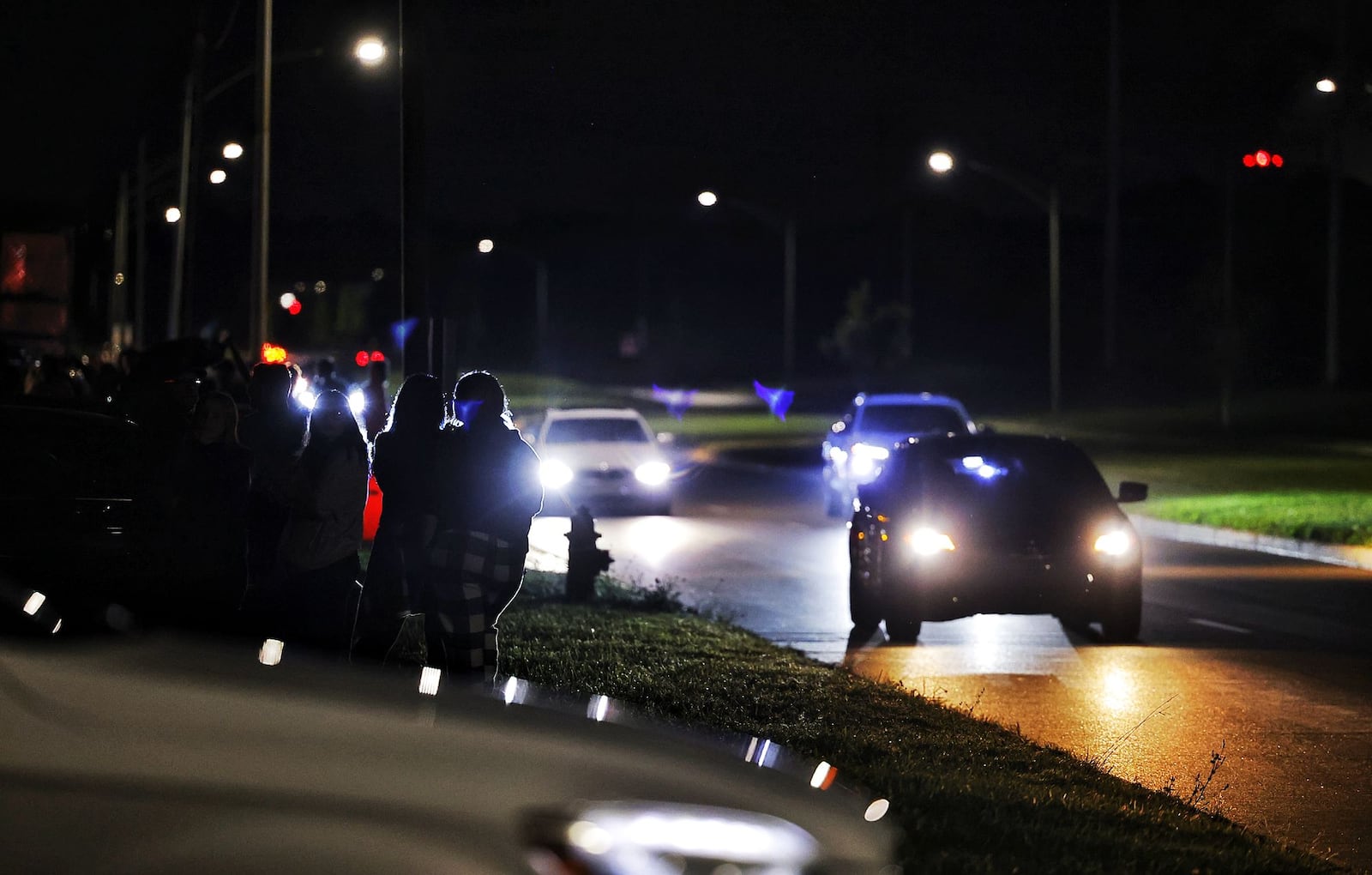 Car enthusiasts gather in a parking lot along S Breiel Blvd. near Caprice Drive Saturday night, Aug. 17, 2024 in Middletown. The area is popular cruising spot. NICK GRAHAM/STFF