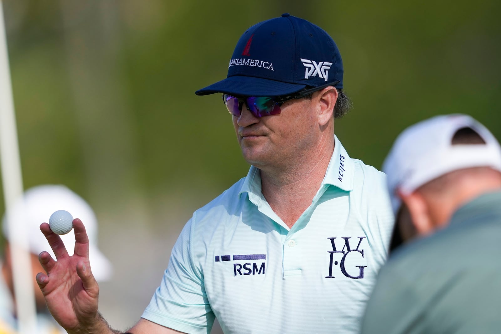 Zach Johnson reacts after making a shot on the ninth hole during the second round of the Sony Open golf event, Friday, Jan. 10, 2025, at Waialae Country Club in Honolulu. (AP Photo/Matt York)