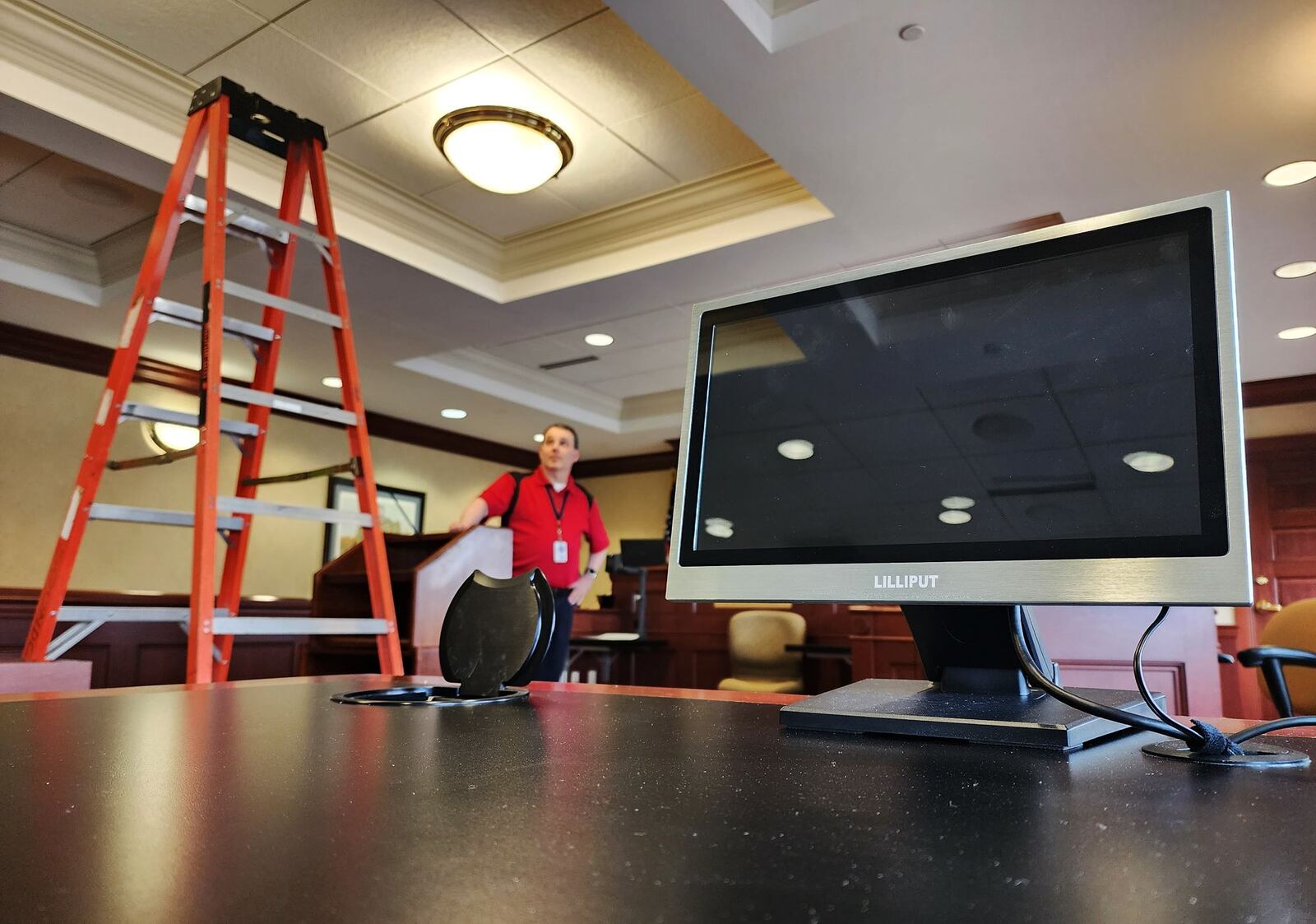 Courtrooms in Butler County Common Pleas Court are getting a technology update with better connectivity, speakers, projection screens and more. NICK GRAHAM/STAFF