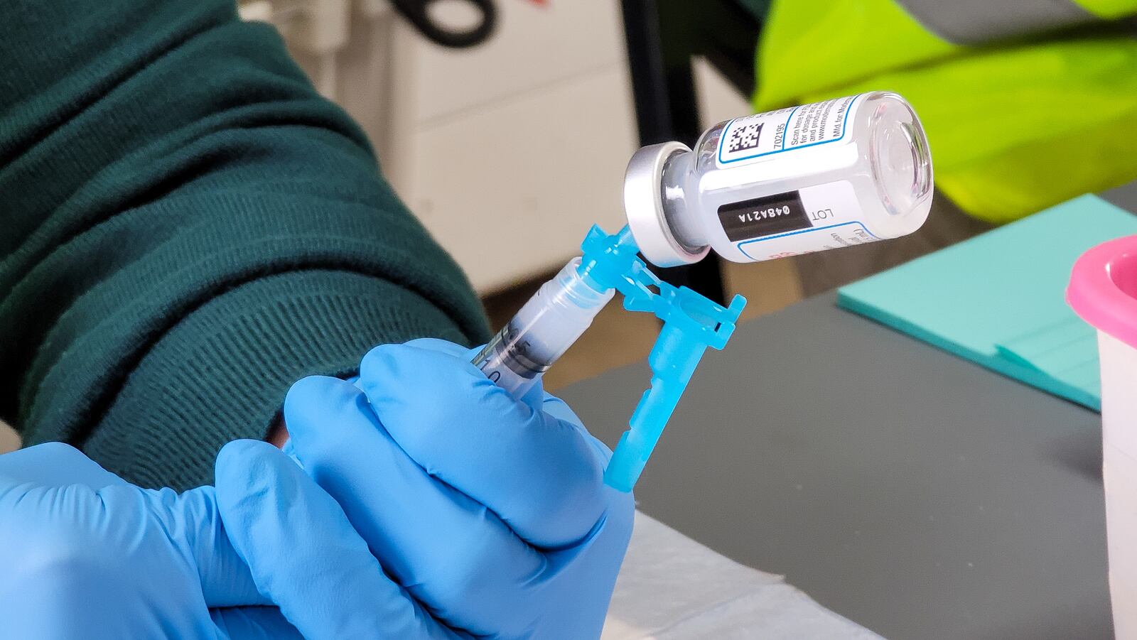 The Butler County General Health District held a drive through COVID-19 vaccination clinic Wednesday, March 17, 2021 at Butler County Fairgrounds in Hamilton. Nearly 75 workers and volunteers administered 1500 vaccines during the event.  NICK GRAHAM / STAFF