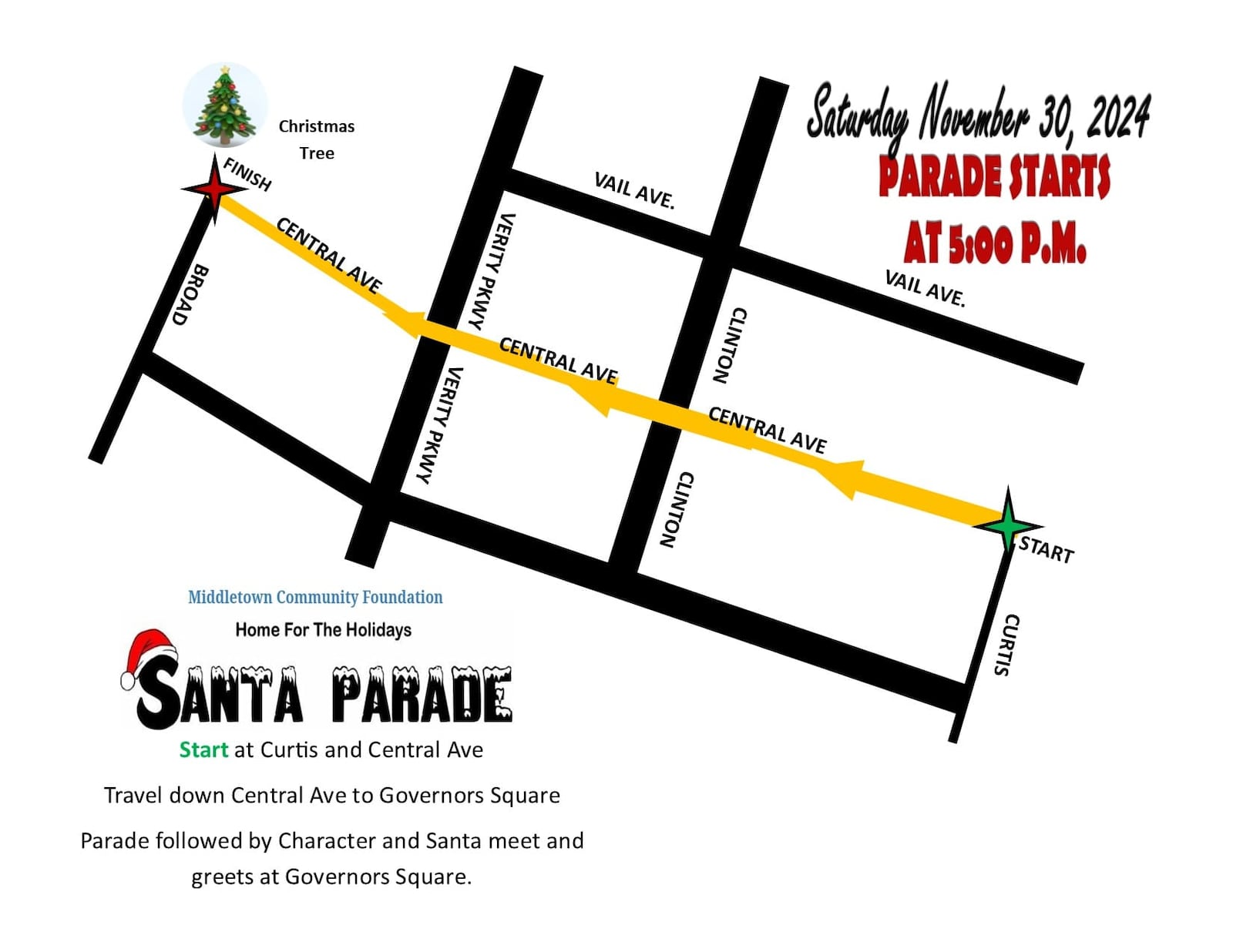 2024 Middletown Santa Parade route. SUBMITTED