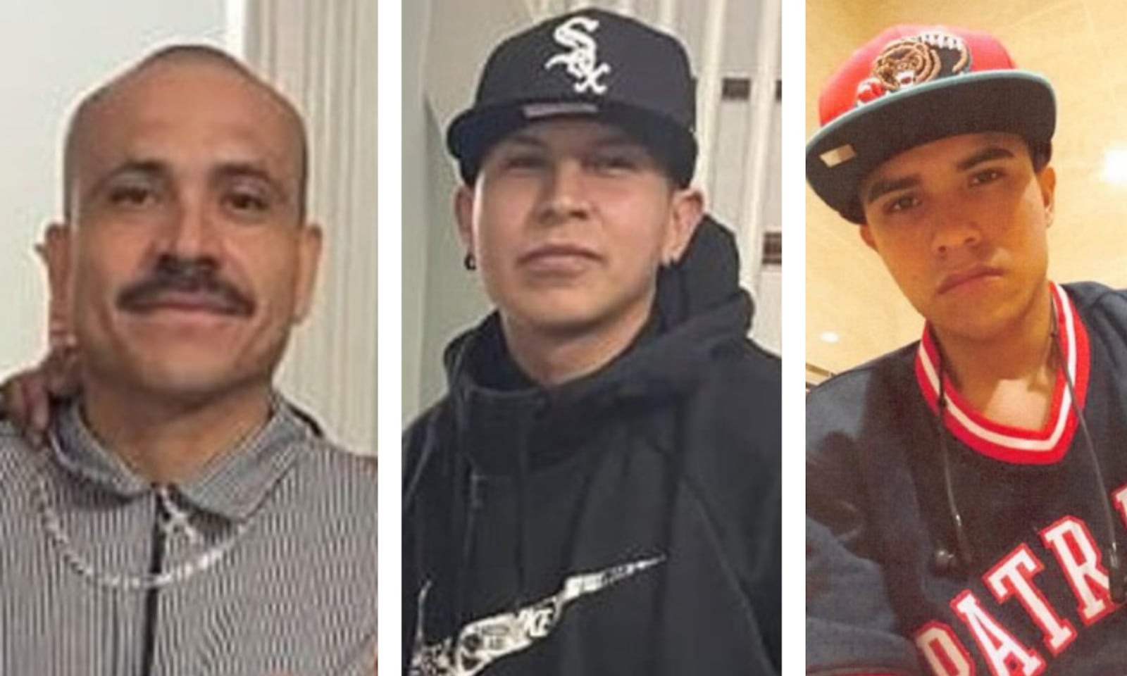 Juan Antonio Hidalgo Flores, left; Oscar Daniel Flores-Lara, middle and Luis Eduardo Hidalgo Flores, right are sought in connection to a stabbing incident that happened at Hamilton's FOP Lodge May 7, 2022. HAMILTON POLICE DEPARTMENT