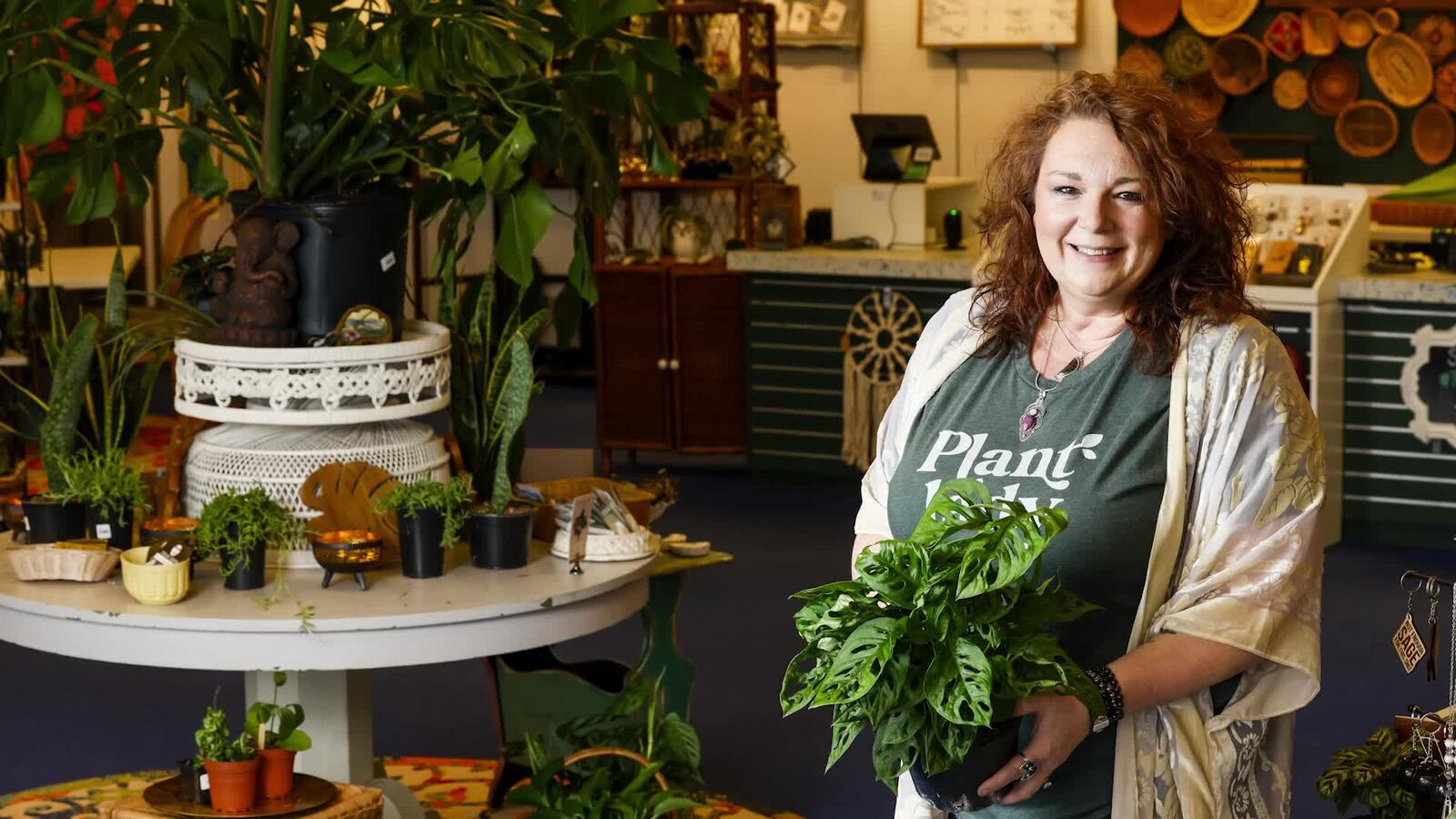 Celeste Vanover has opened Thimble Gardens at Bridgewater Falls in the space formerly occupied by Justice. Thimble Gardens has moved to Fairfield Township from Lebanon and the store has a variety of plants, gifts, workshops, clothing and more. NICK GRAHAM / STAFF