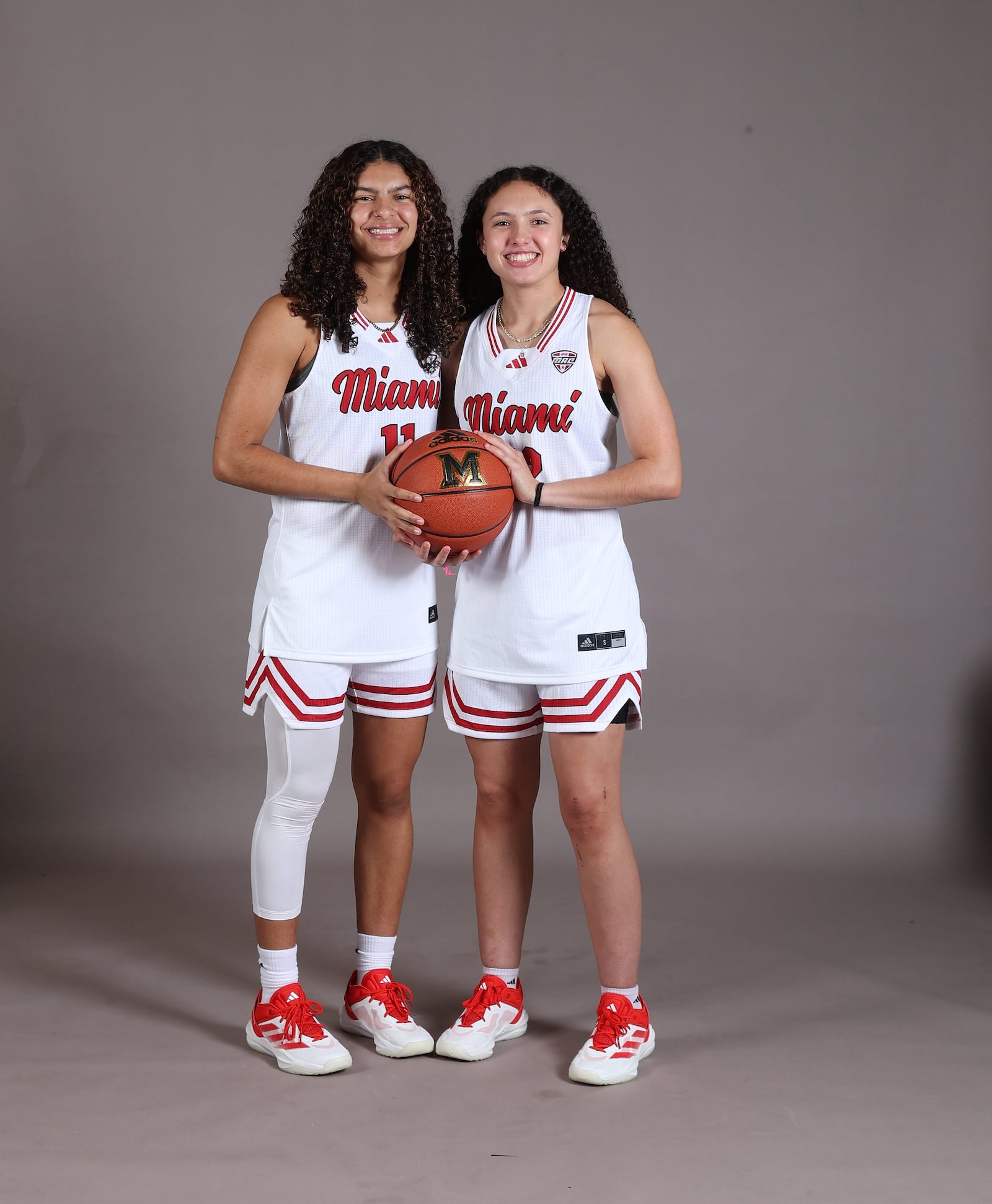 The Gonzales sisters, sophomore guard Enjulina (left) and freshman guard Ziul. Miami Athletics photo