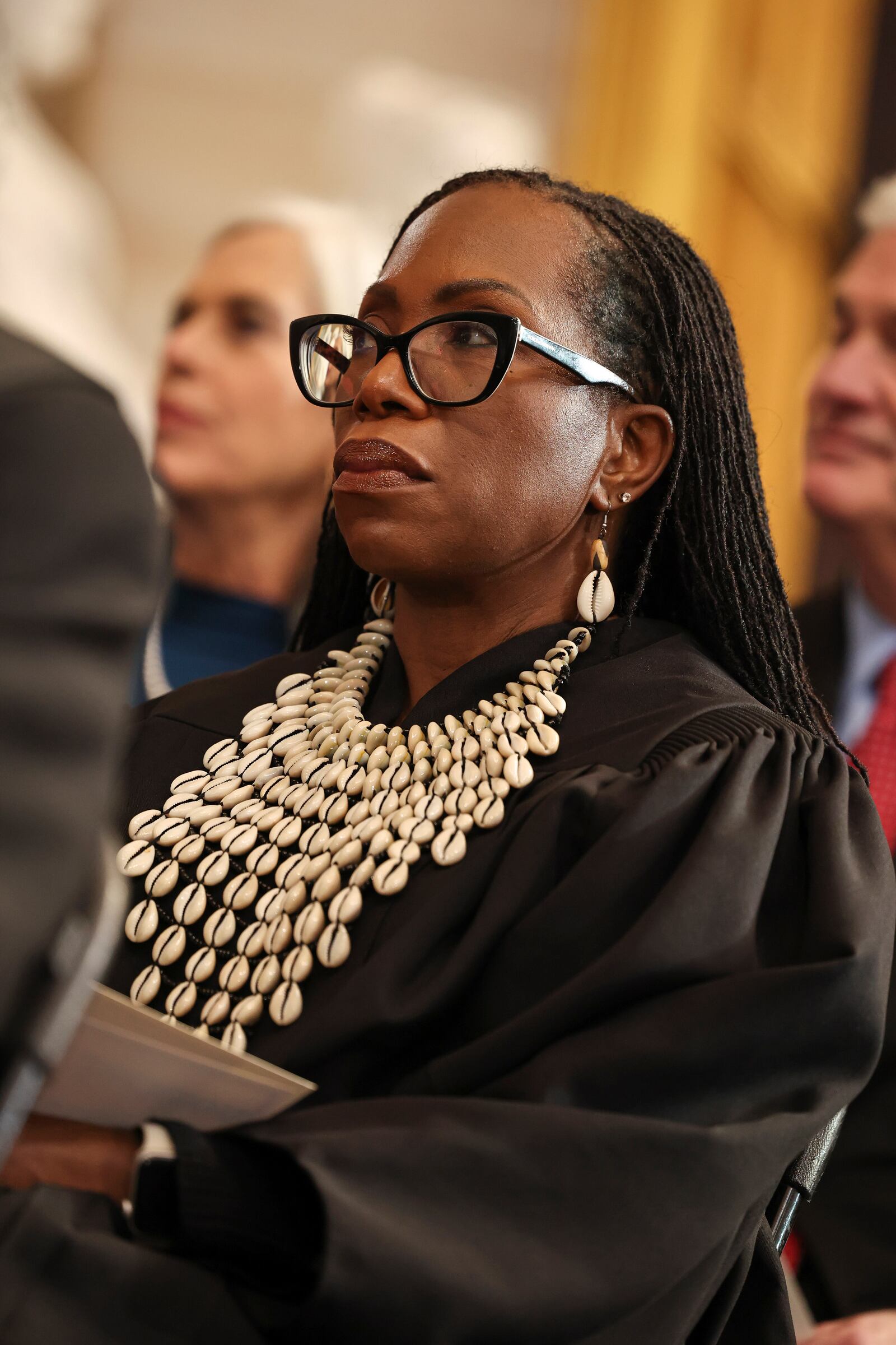 Supreme Court Justice Ketanji Brown Jackson looks on during the 60th Presidential Inauguration in the Rotunda of the U.S. Capitol in Washington, Monday, Jan. 20, 2025. (Chip Somodevilla/Pool Photo via AP)