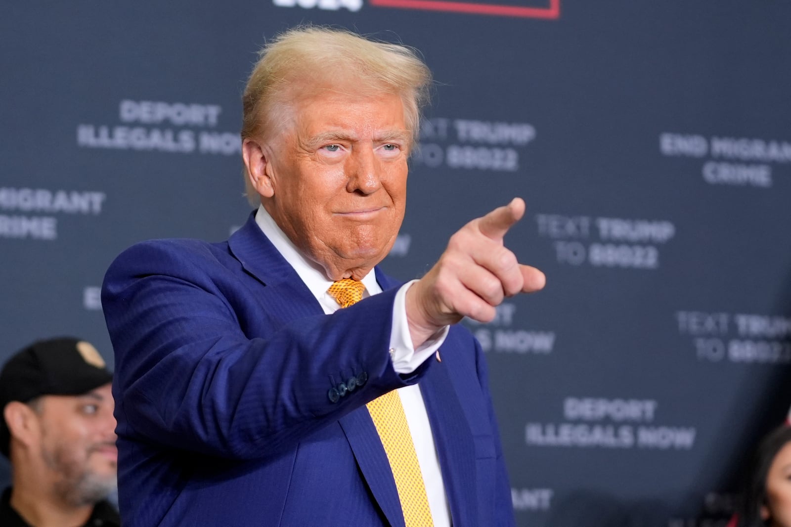 Republican presidential nominee former President Donald Trump arrives to speak at a news conference at Austin-Bergstrom International Airport, Friday, Oct. 25, 2024, in Austin, Texas. (AP Photo/Alex Brandon)