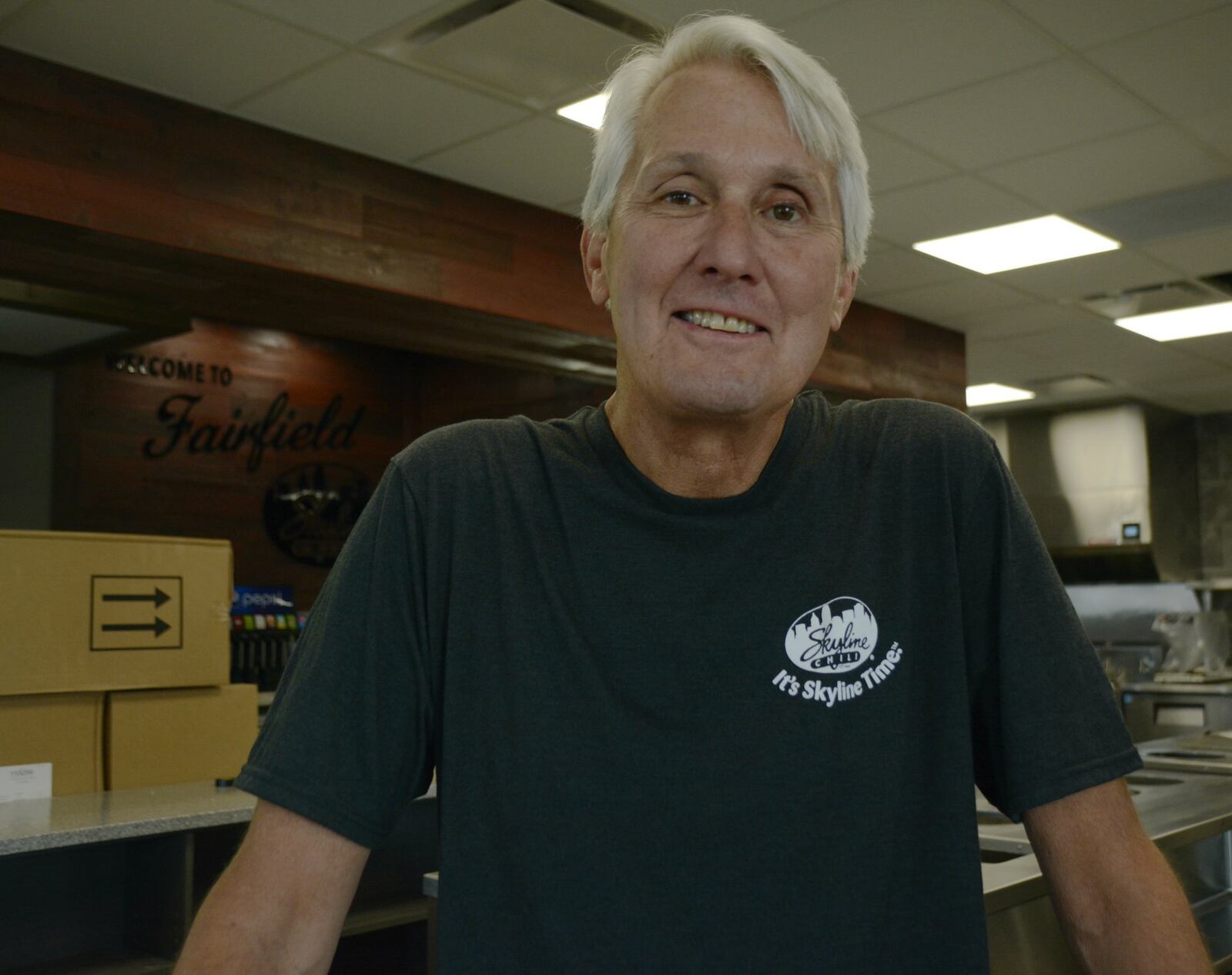 Fairfield Skyline is expected to be opened at the end of the month, nearly a year after fire forced the Kurlas family to tear the Hicks Boulevard restaurant down and rebuild. Pictured is Dennis Kurlas, owner of the Fairfield Skyline on Hicks and Hamilton Skyline on Main Street. MICHAEL D. PITMAN/STAFF