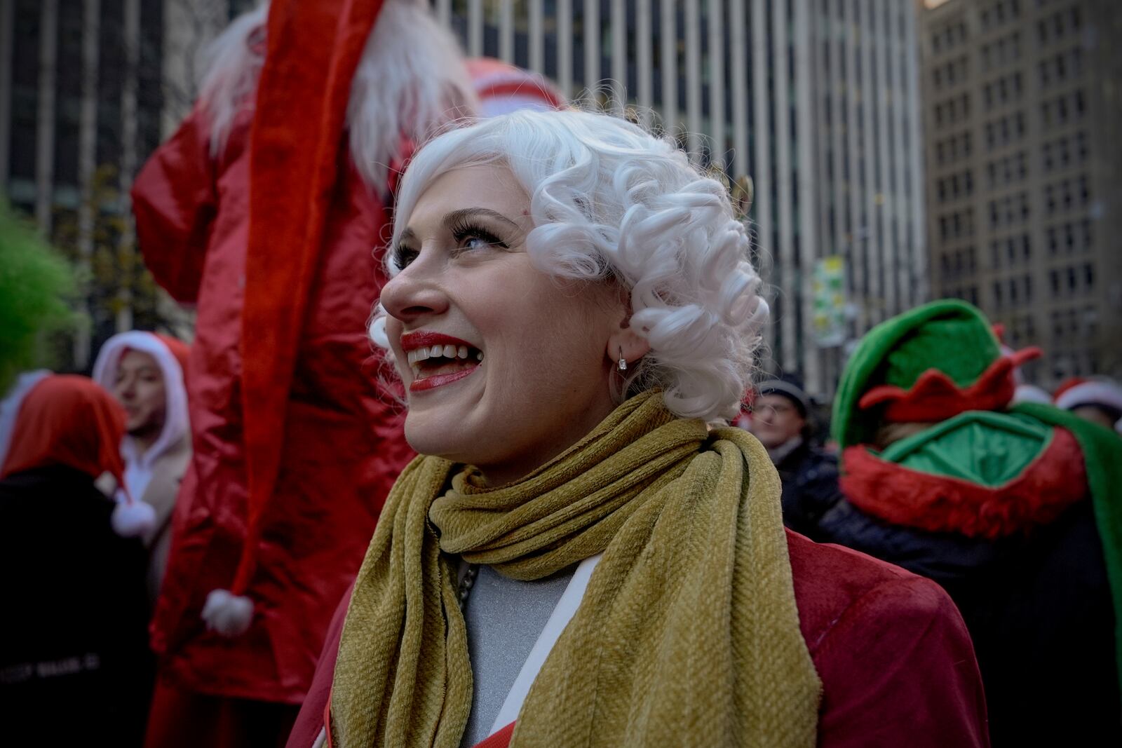 A reveller takes part in SantaCon, Saturday, Dec. 14, 2024, in New York. (AP Photo/Julia Demaree Nikhinson)