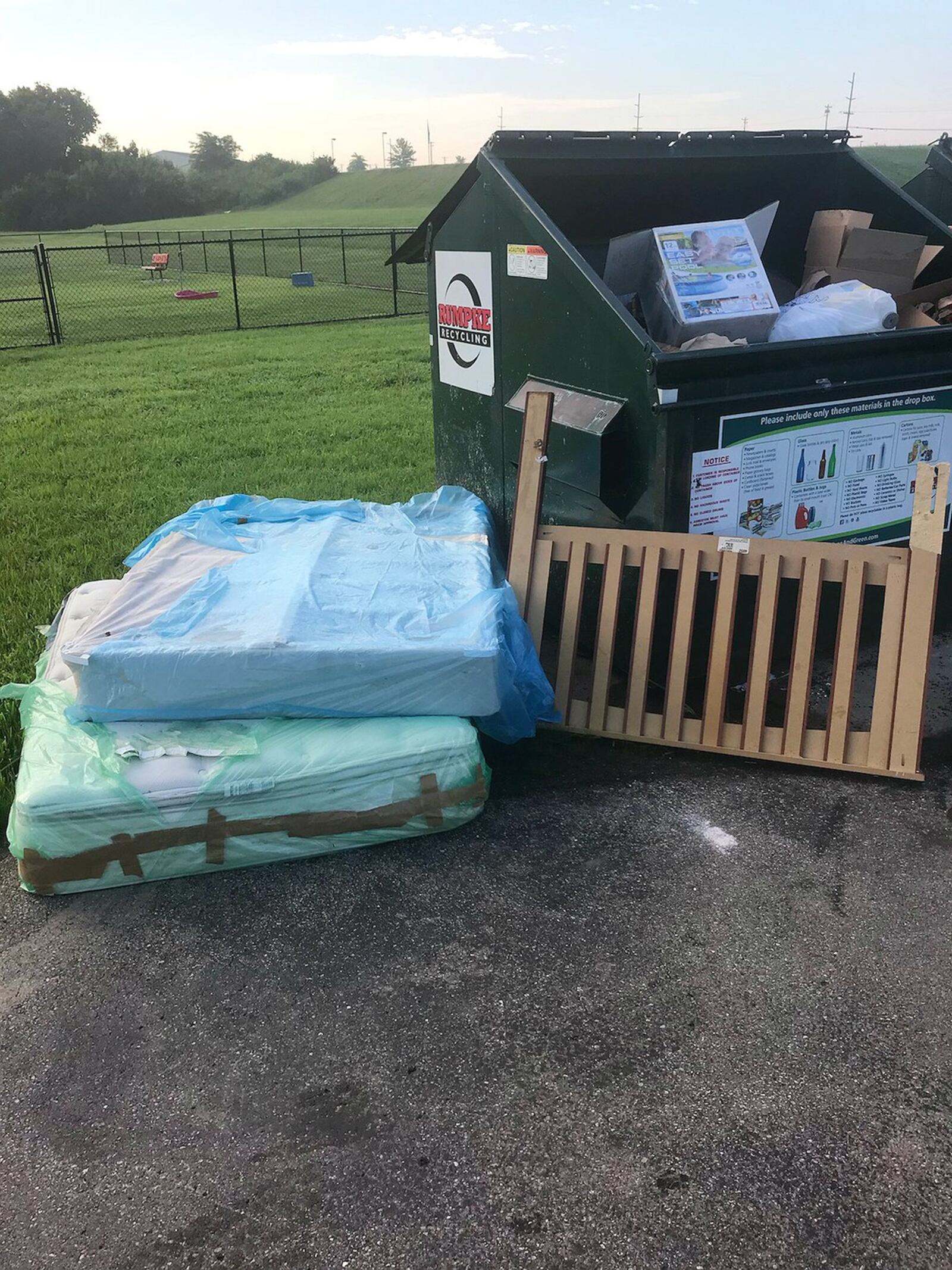 People have been dumping non-recycling items, including patio furniture, old mattresses and a couch, at the Shaffer’s Run Community Park in Fairfield Twp. 