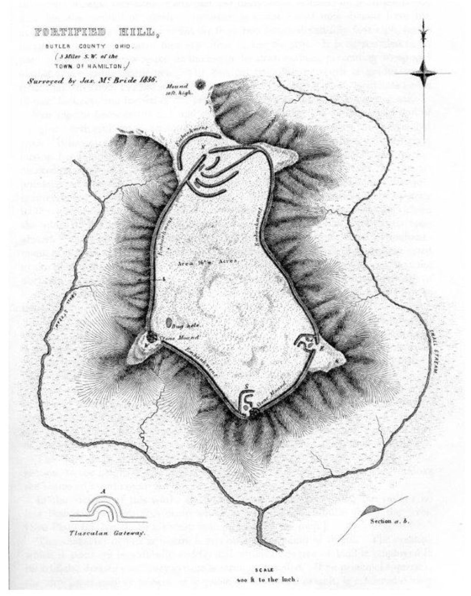 This map of the Fortified Hill Native American ceremonial grounds from 1836 won nationwide attention for the mound formation back then. The property was purchased a couple years ago to preserve it, under the umbrella of Pyramid Hill Sculpture Park and Museum. PROVIDED