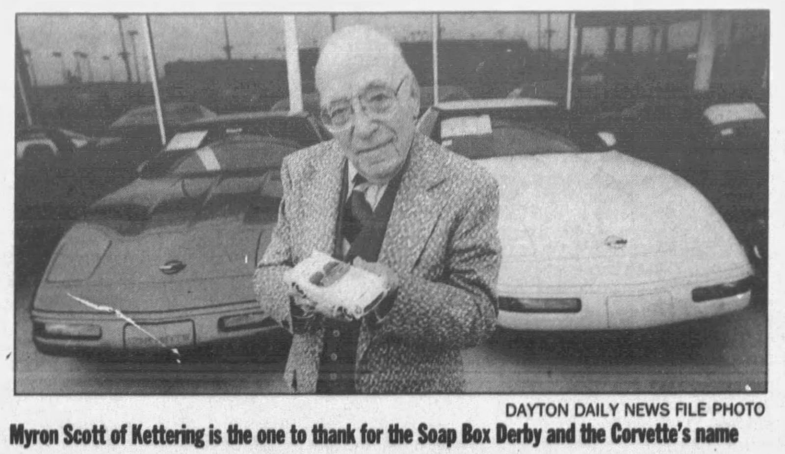 Myron Scott, known for coming up with the name for the Chevrolet Corvette and starting the soap box derby, will be inducted to the Preble County Historical Society Hall of Honor. DAYTON DAILY NEWS ARCHIVES