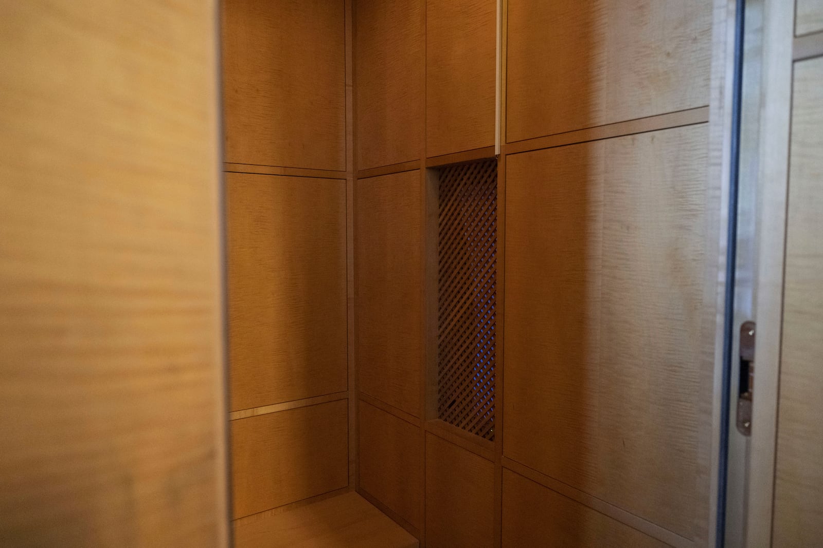 An experimental art installation with an AI Jesus entitled, Deus in Machina, installed in a confessional in St. Peter's Chapel in the old town of Lucerne, Switzerland, Sunday, Aug. 25, 2024. (Urs Flueeler/Keystone via AP)