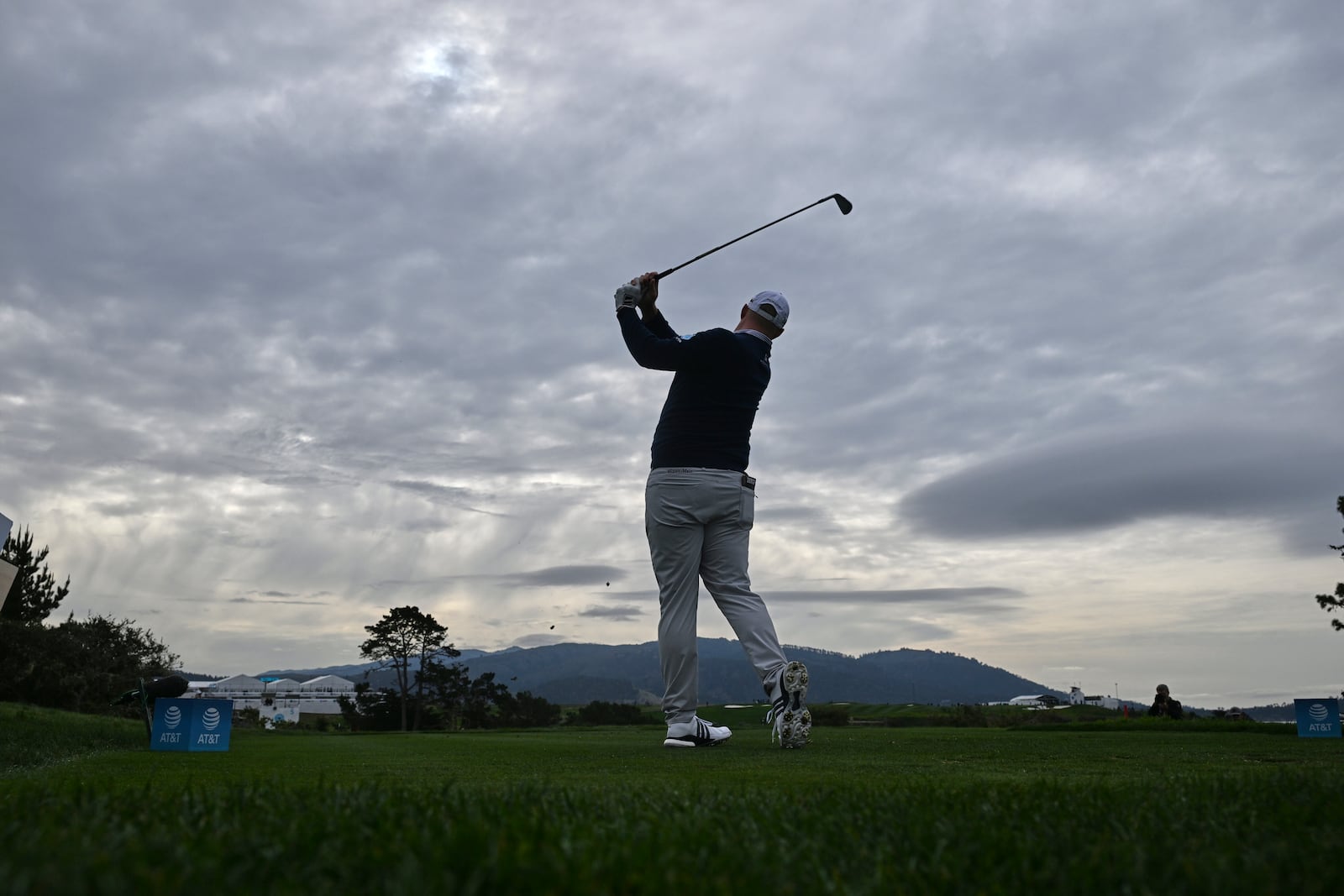 Sepp Straka, of Austria, tees off on the fifth hole at Pebble Beach Golf Links during the second round of the AT&T Pebble Beach Pro-Am golf tournament, Friday, Jan. 31, 2025, in Pebble Beach, Calif. (AP Photo/Nic Coury)