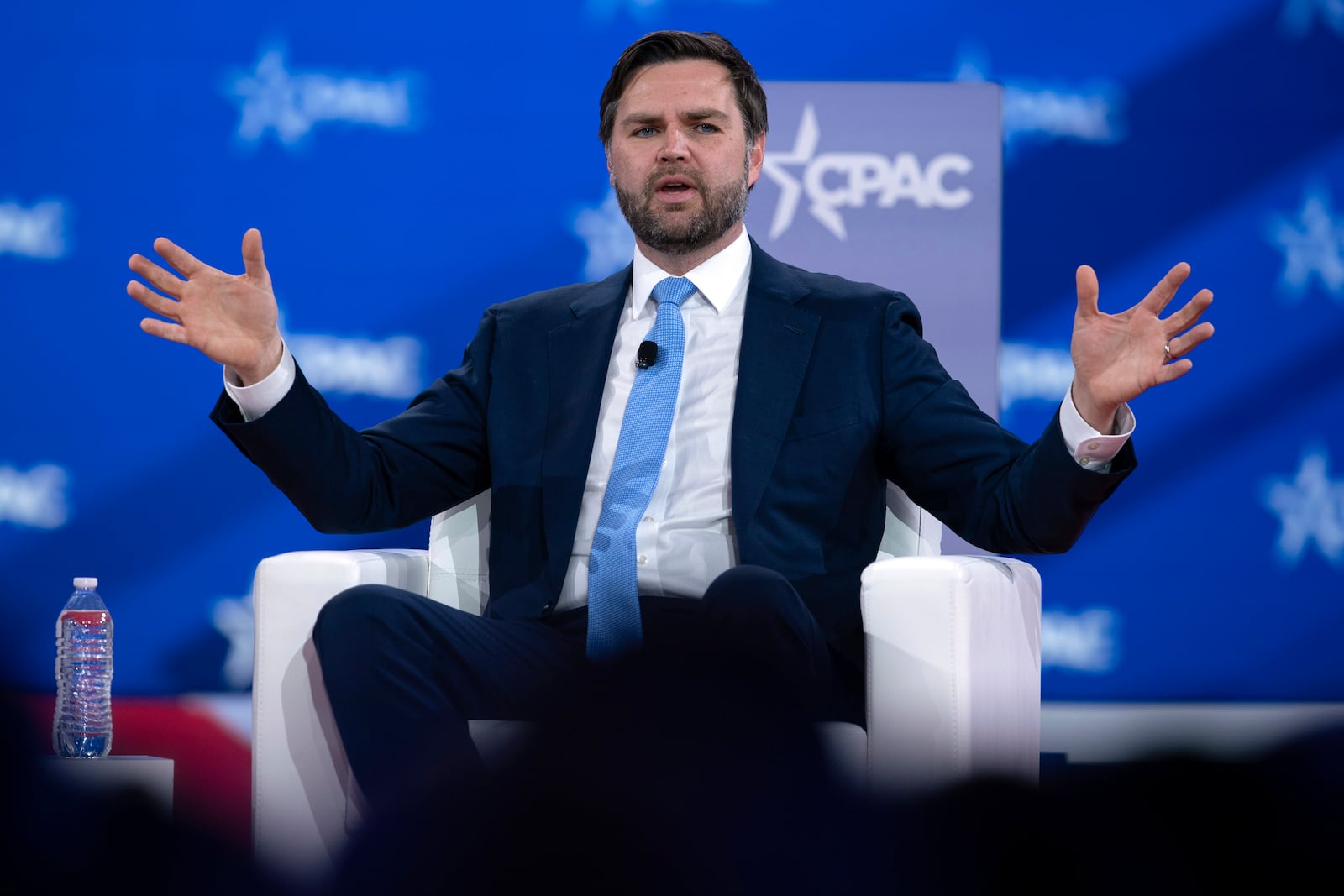 Vice President JD Vance, speaks during the Conservative Political Action Conference, CPAC 2025, at the National Harbor, in Oxon Hill, Md., Thursday, Feb. 20, 2025. (AP Photo/Jose Luis Magana)