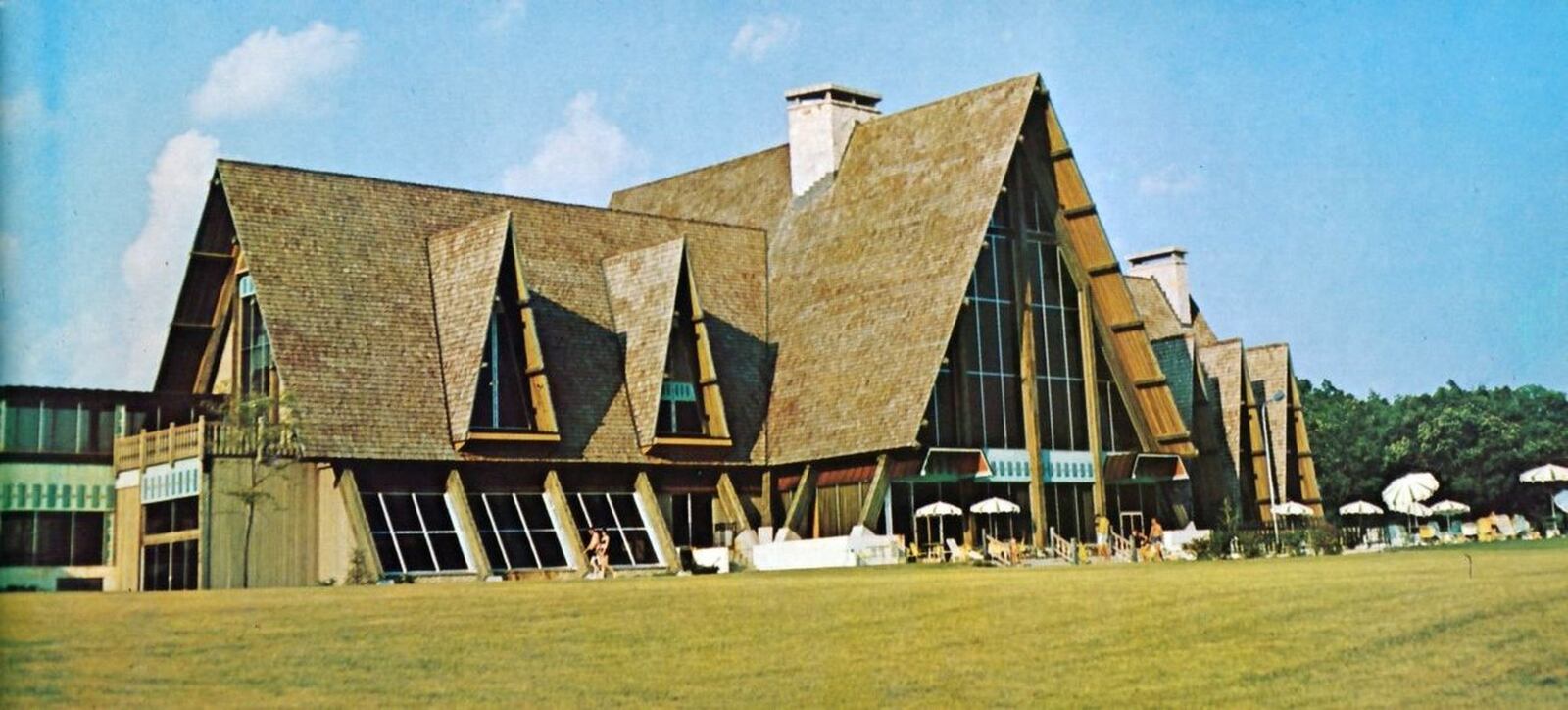 This photo of the back of the Hueston Woods Lodge appeared in the April 1969 issue of Wonderful World of Ohio magazine two years after the lodge opened. The picture was provided by the Smith Library of Regional History. CONTRIBUTED