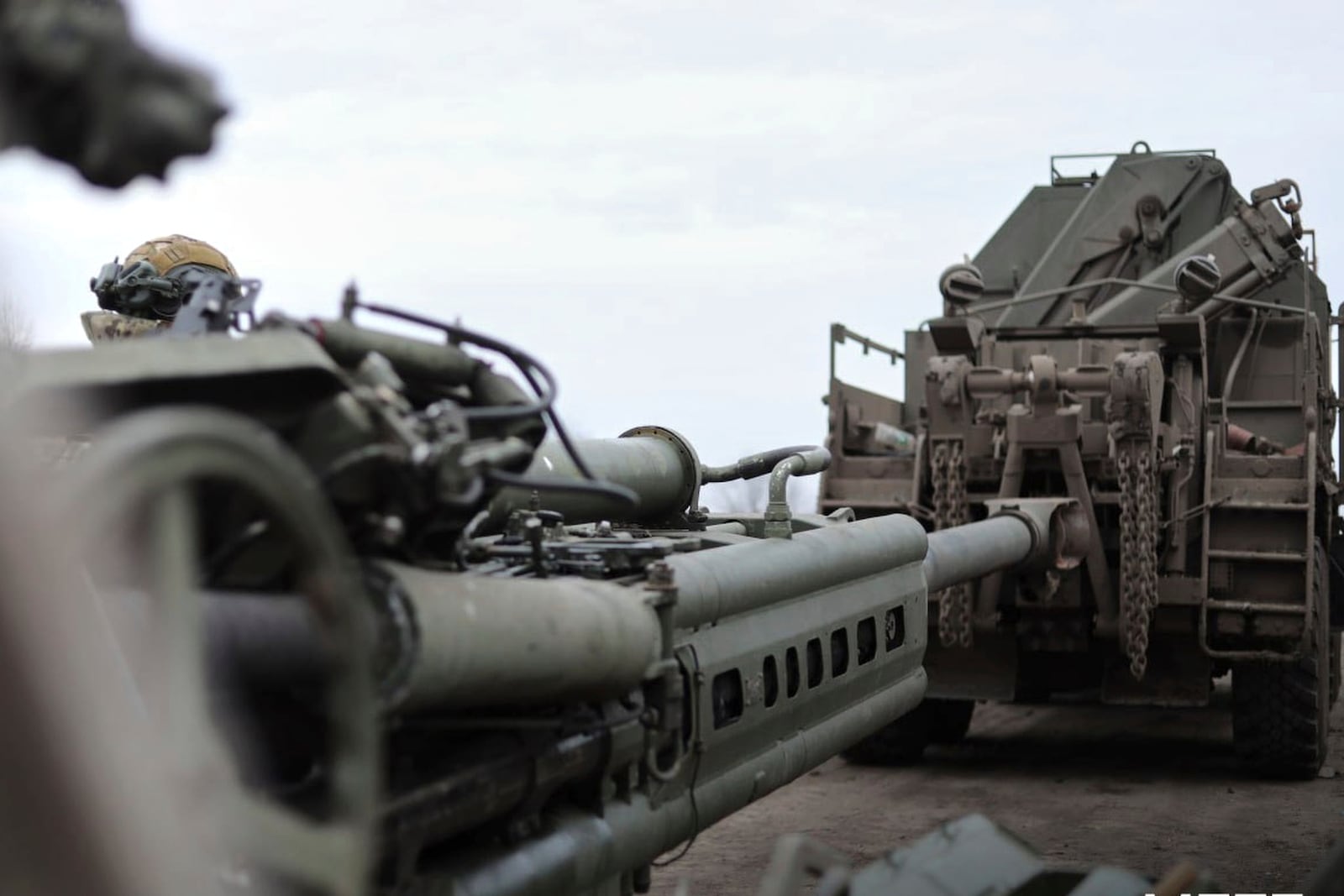 In this photo distributed by Russian Defense Ministry Press Service on Saturday, March 15, 2025, a destroyed Ukrainian Army M777 howitzer, left, is transported at Cherkasskoe Porechnoe and Pravda in Sudzha district of the Kursk region of Russia after it was taken over by Russian troops. (Russian Defense Ministry Press Service via AP)