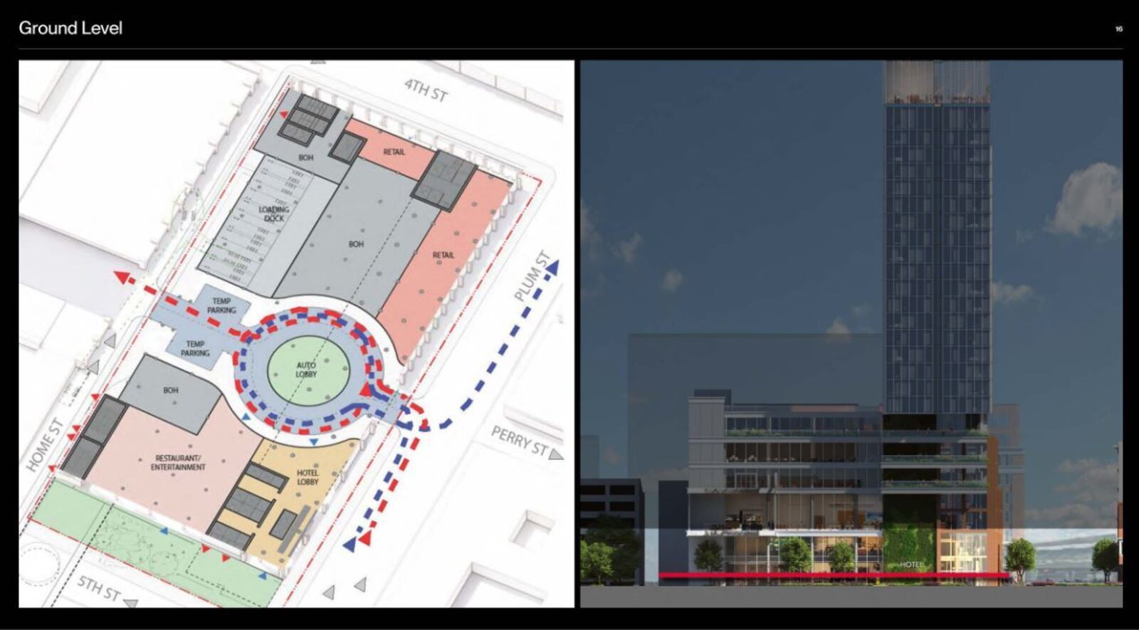 Portman Holdings has unveiled new, conceptual renderings of what an anticipated Cincinnati convention center hotel might look like. It is slated to replace the now-defunct Millennium Hotel. PORTMAN HOLDINGS