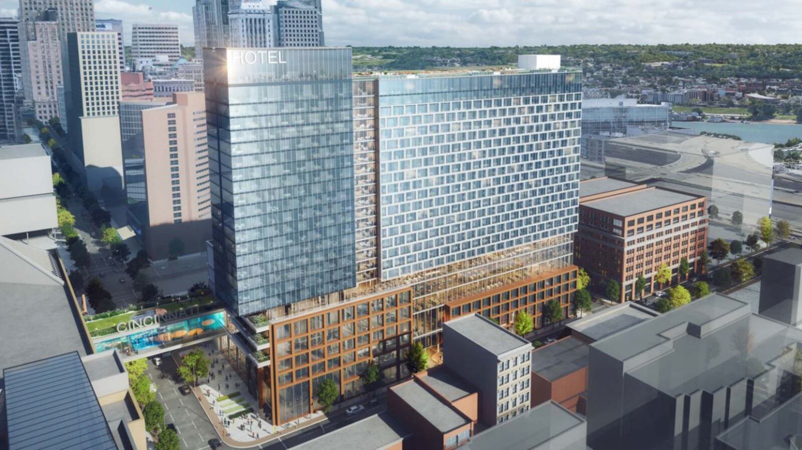 Portman Holdings has unveiled new, conceptual renderings of what an anticipated Cincinnati convention center hotel might look like. It is slated to replace the now-defunct Millennium Hotel. PORTMAN HOLDINGS