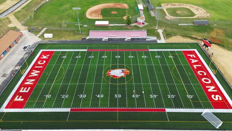 Yeager Field, built with a $2 million donation from Chester and Stephanie Yeager, will be dedicated before tonight's homecoming football game between Fenwick and McNicholas. NICK GRAHAM/STAFF