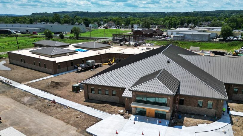 Construction continues on Hamilton's new Justice Center Tuesday, July 30, 2024 on Ohio 4 in Hamilton. NICK GRAHAM/STAFF