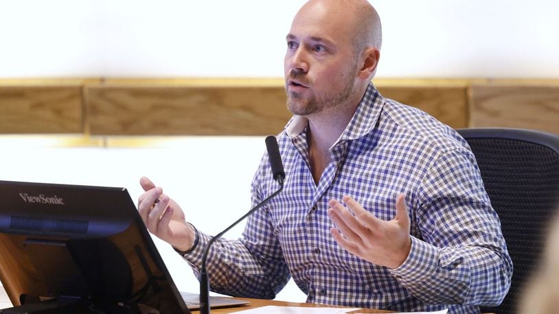 Middletown city council member Zack Ferrell speaks during the Middletown council meeting Tuesday, Aug. 15, 2023. NICK GRAHAM/STAFF