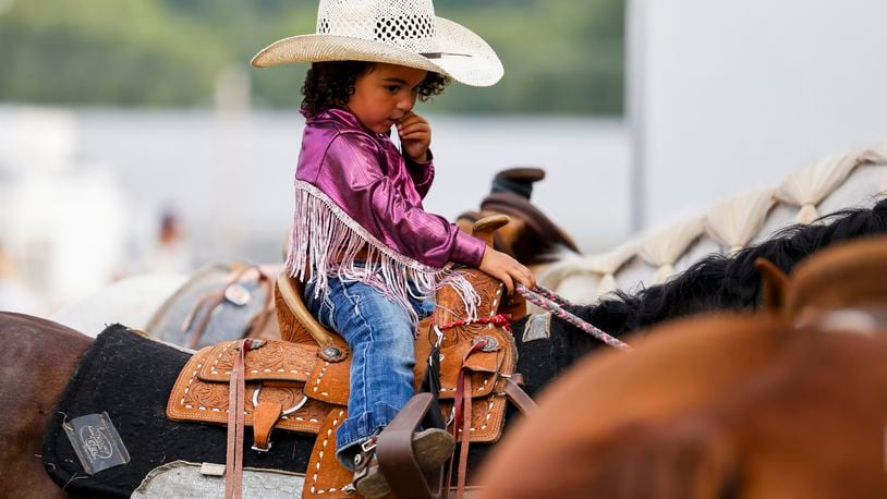 Fans gathered in the grandstands to watch Broken Horn Rodeo at Butler County Fair Tuesday, July 25, 2023 in Hamilton. NICK GRAHAM/STAFF