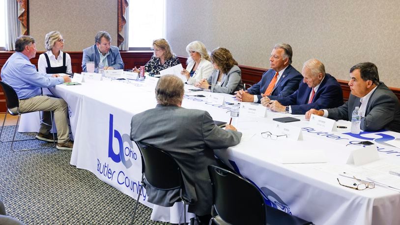 Butler County Commissioners, state legislators and other elected officials held a follow-up summit to discuss property taxes during a meeting Monday, June 24, 2024 in Hamilton. NICK GRAHAM/STAFF